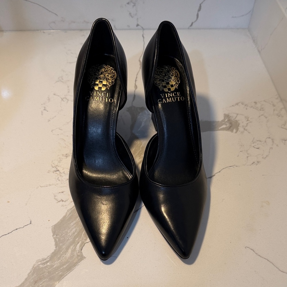 Vince Camuto Black Leather Wedge Heels